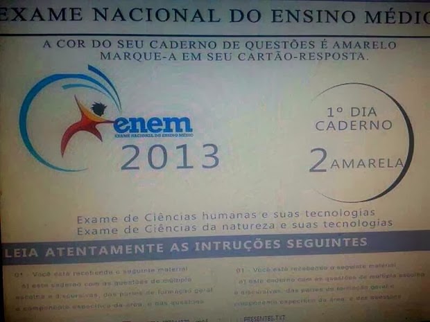 Fotos de prova falsa do 1º dia do ENEM 2013 circulam pelo Whatsapp