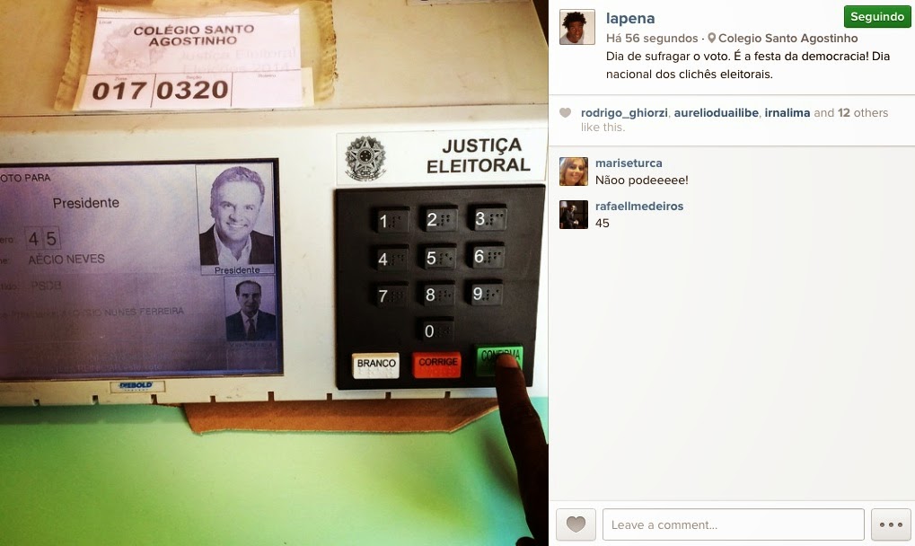 Fotos selfies nas urnas, seções e cabines eleitorais nas Eleições 2014