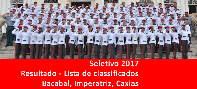 Resultado do seletivo 2017 do Colégio Militar Tiradentes de Bacabal, Caxias e Imperatriz
