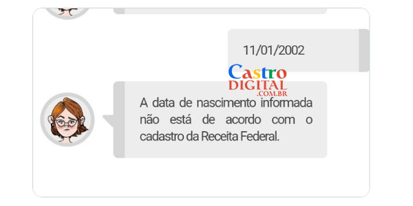 Problema no pedido de isenção do ENEM 2020: a data de nascimento informada não está de acordo com o cadastro da Receita Federal