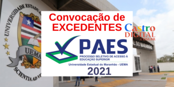 Convocação de excedentes do vestibular PAES 2021 – UEMA e UEMASUL para matrícula no primeiro semestre 2021.1